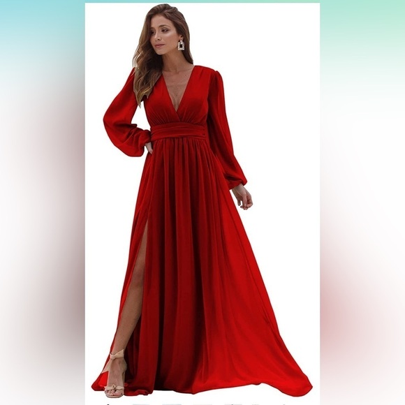 Dresses & Skirts - New Amazon red chiffon dress. Size 6​​​​​​​